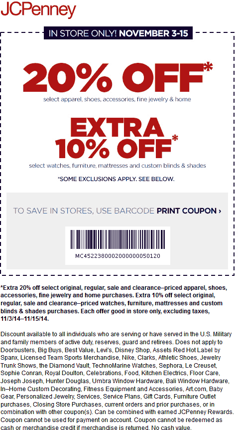 JCPenney Coupon April 2024 20% off apparel at JCPenney, or online via promo code GOLDEN