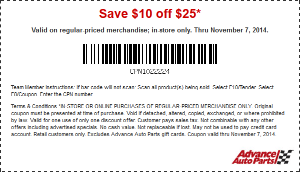 Advance Auto Parts Coupon March 2024 $10 off $25 at Advance Auto Parts, or 20% online via promo code LYON20