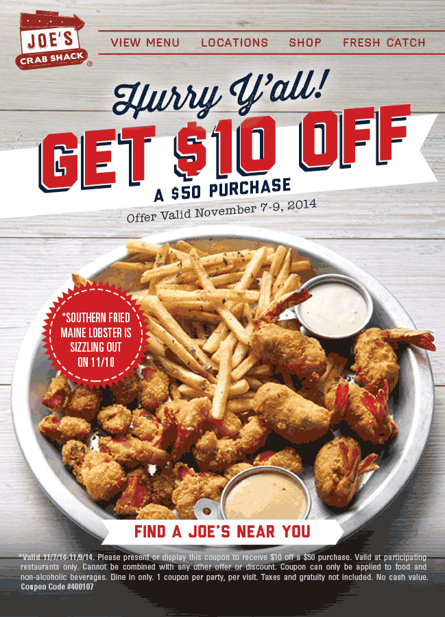 Joes Crab Shack coupons & promo code for [May 2024]