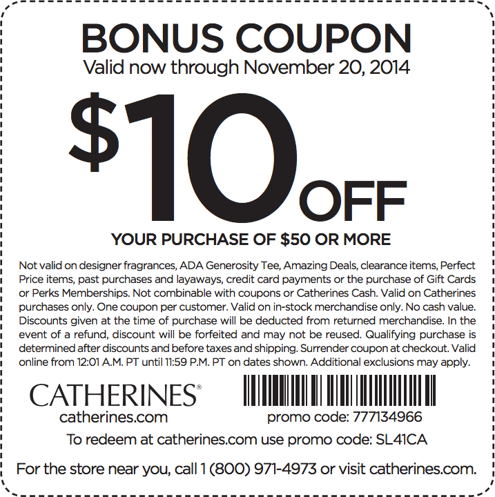 Catherines Coupon March 2024 $10 off $50 today at Catherines