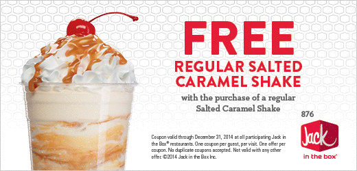Jack in the Box Coupon April 2024 Second caramel shake free at Jack in the Box restaurants