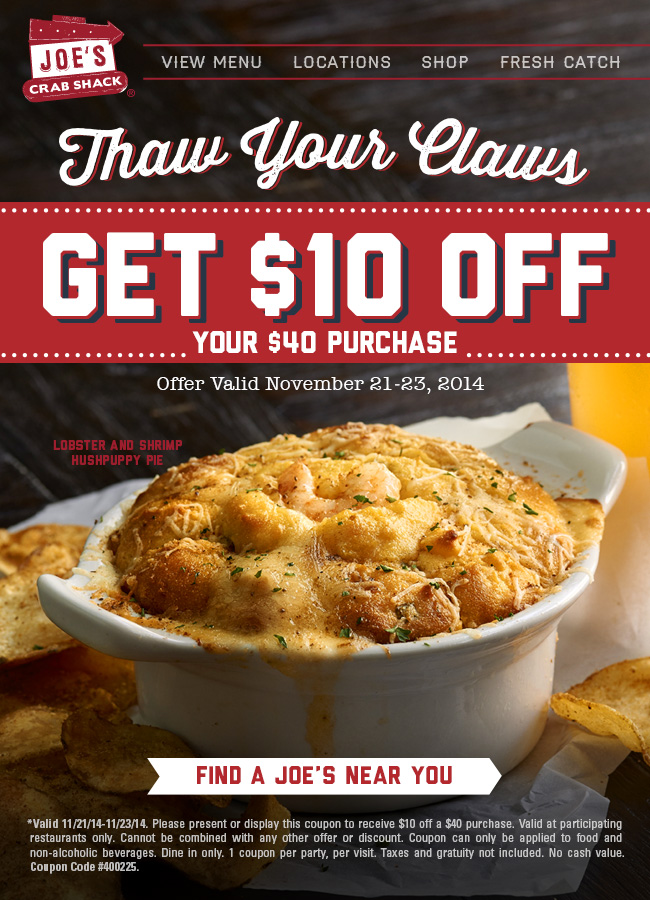 Joes Crab Shack coupons & promo code for [May 2024]