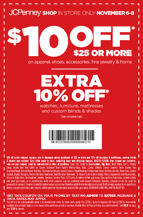 JCPenney Coupons 10 off 25 at JCPenney