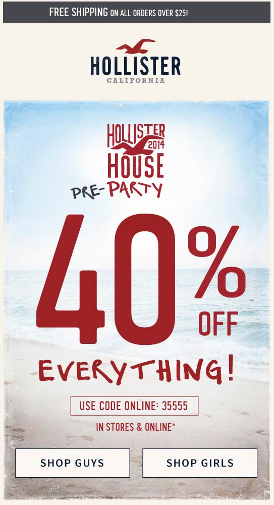 hollister free delivery discount code